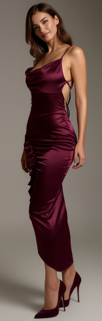 Midnight Siren" Gown: Exquisite Dark Navy Satin Evening Dress