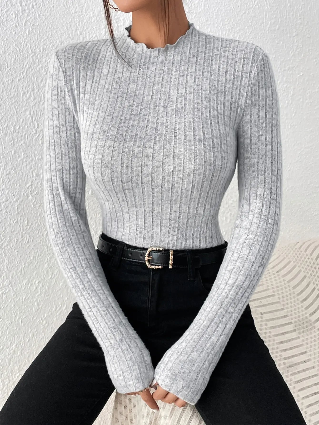 Elegant Knit Long Sleeve Women’s Top